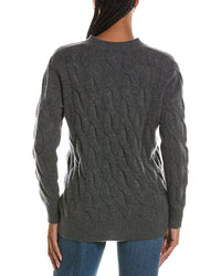 Forte Cashmere Long Cable V-Neck 100% Cashmere Sweater