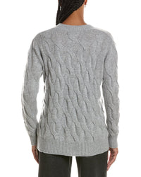 Forte Cashmere Long Cable V-Neck 100% Cashmere Sweater