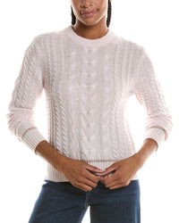 Forte Cashmere Plaited Tipped Cable Crew Cashmere Sweater