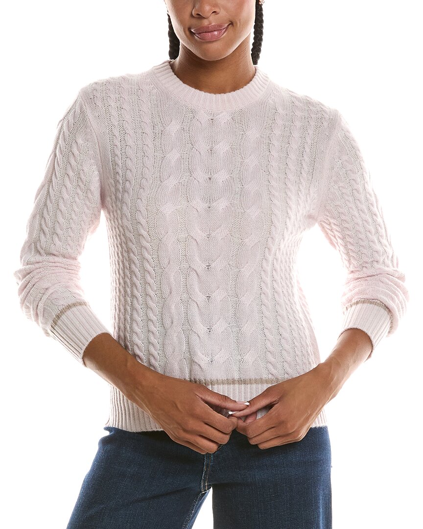 Forte Cashmere Plaited Tipped Cable Crew Cashmere Sweater