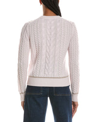 Forte Cashmere Plaited Tipped Cable Crew Cashmere Sweater