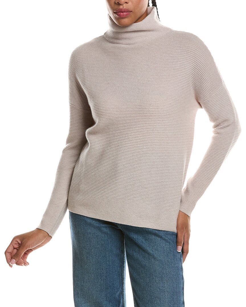 Forte Cashmere Textured Slouchy Funnel Neck 100% Cashmere Sweater