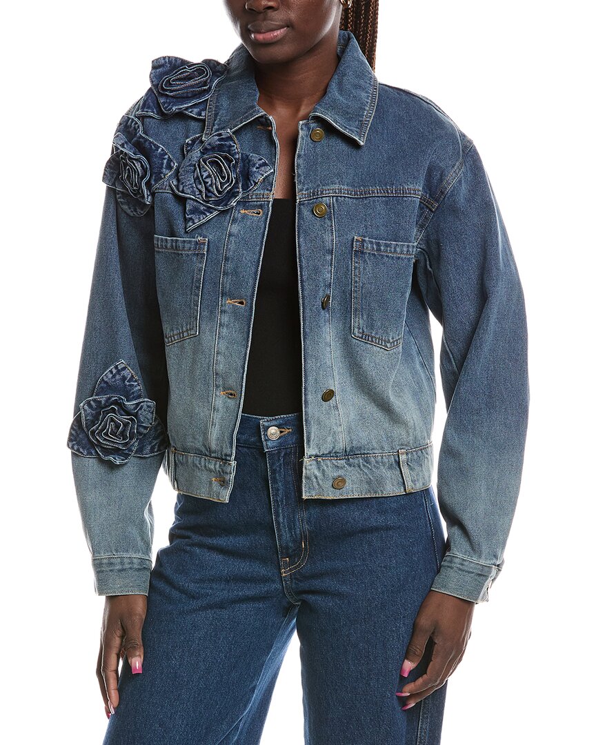 Gracia Flower Attached Denim Jacket