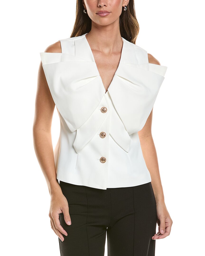 Gracia Gracia Ruffle Front Button Down Sleeveless Jacket