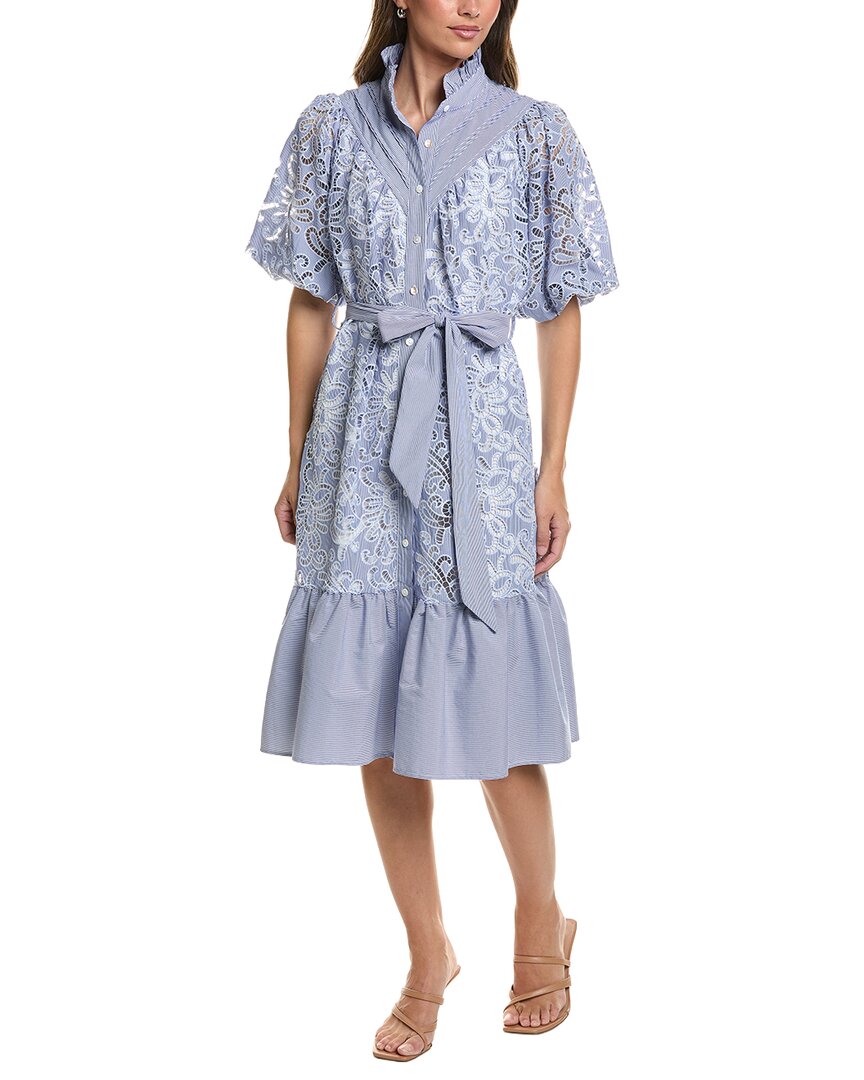Gracia Gracia Floral Lace Stripe A-Line Dress
