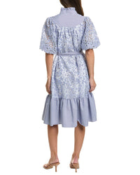 Gracia Gracia Floral Lace Stripe A-Line Dress