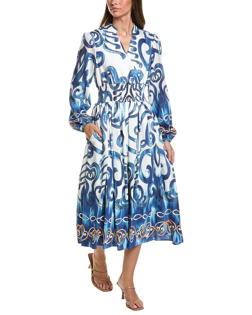 Gracia Gracia Floral Print Elastic Waist V-Neck Dress