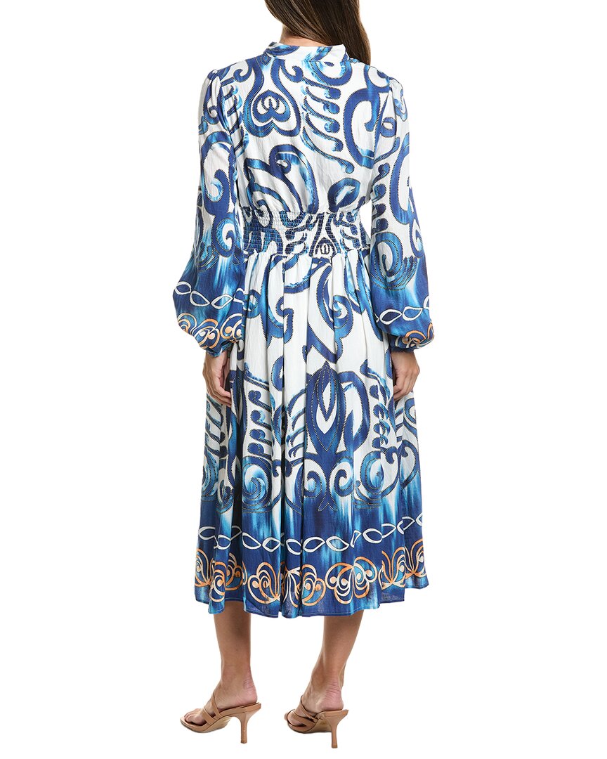 Gracia Gracia Floral Print Elastic Waist V-Neck Dress