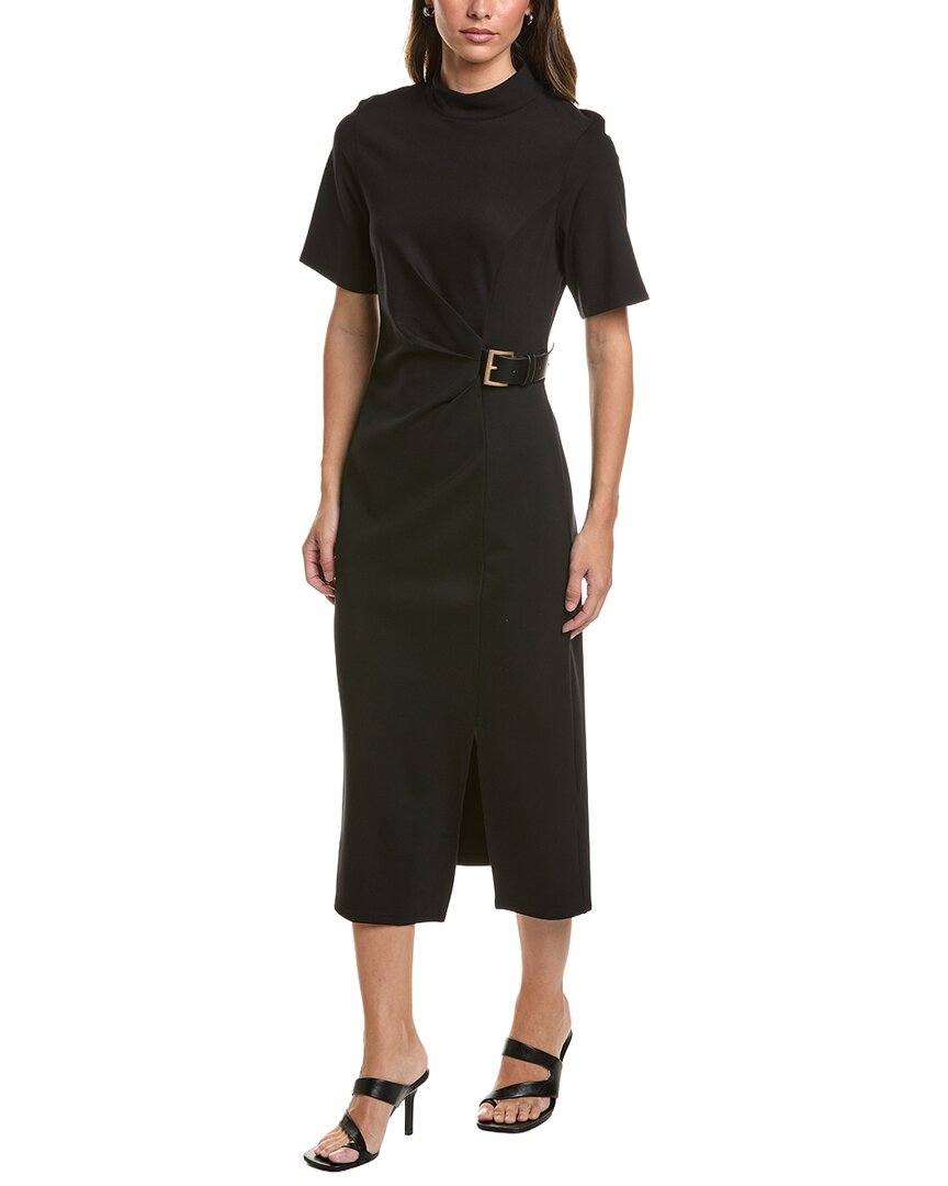 Gracia Gracia High Neck Belt Buckle Detail Dress