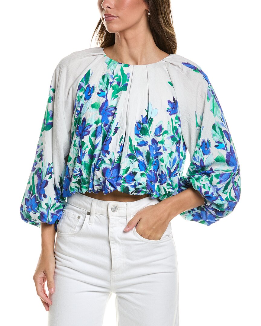 Gracia Gracia Floral Print Pleated Top