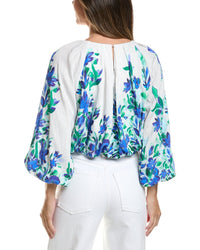Gracia Gracia Floral Print Pleated Top