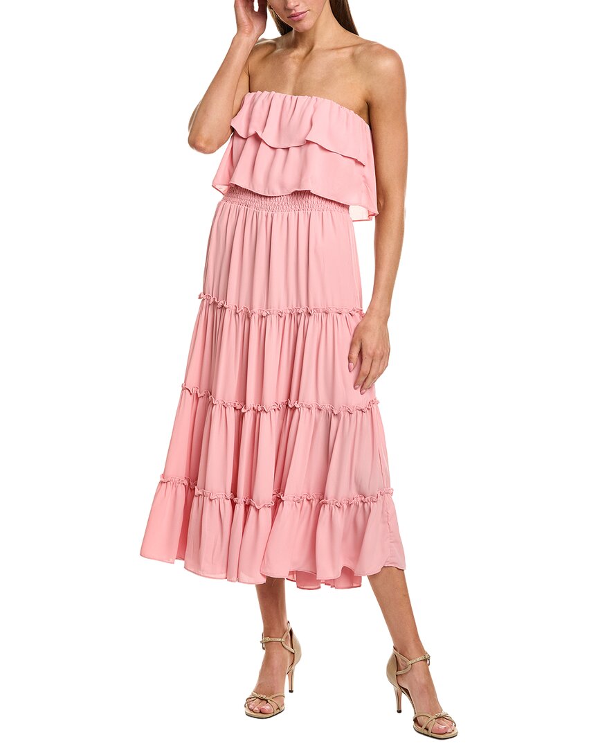 1.STATE 1.State Strapless Smocked Waist Tiered Maxi Dress