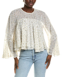 1.State Keyhole Back Ruffle Blouse