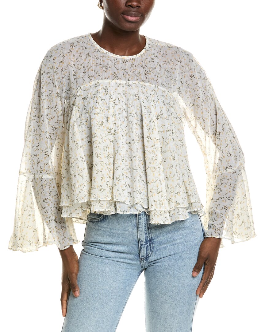 1.State Keyhole Back Ruffle Blouse