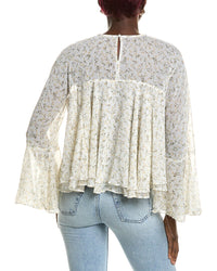 1.State Keyhole Back Ruffle Blouse