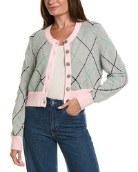 WISPR Wispr Contrast Diamond Stitch Cardigan