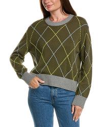 WISPR Wispr Contrast Diamond Stitch Crew Sweater