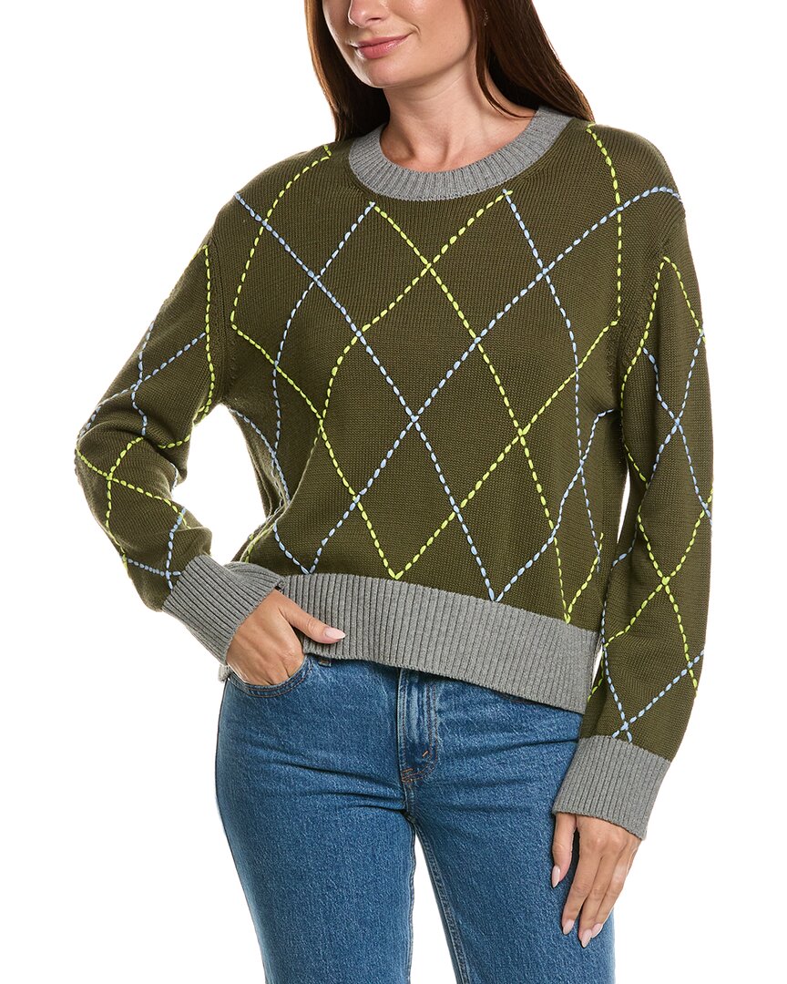 WISPR Wispr Contrast Diamond Stitch Crew Sweater