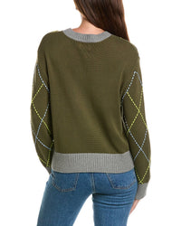 WISPR Wispr Contrast Diamond Stitch Crew Sweater