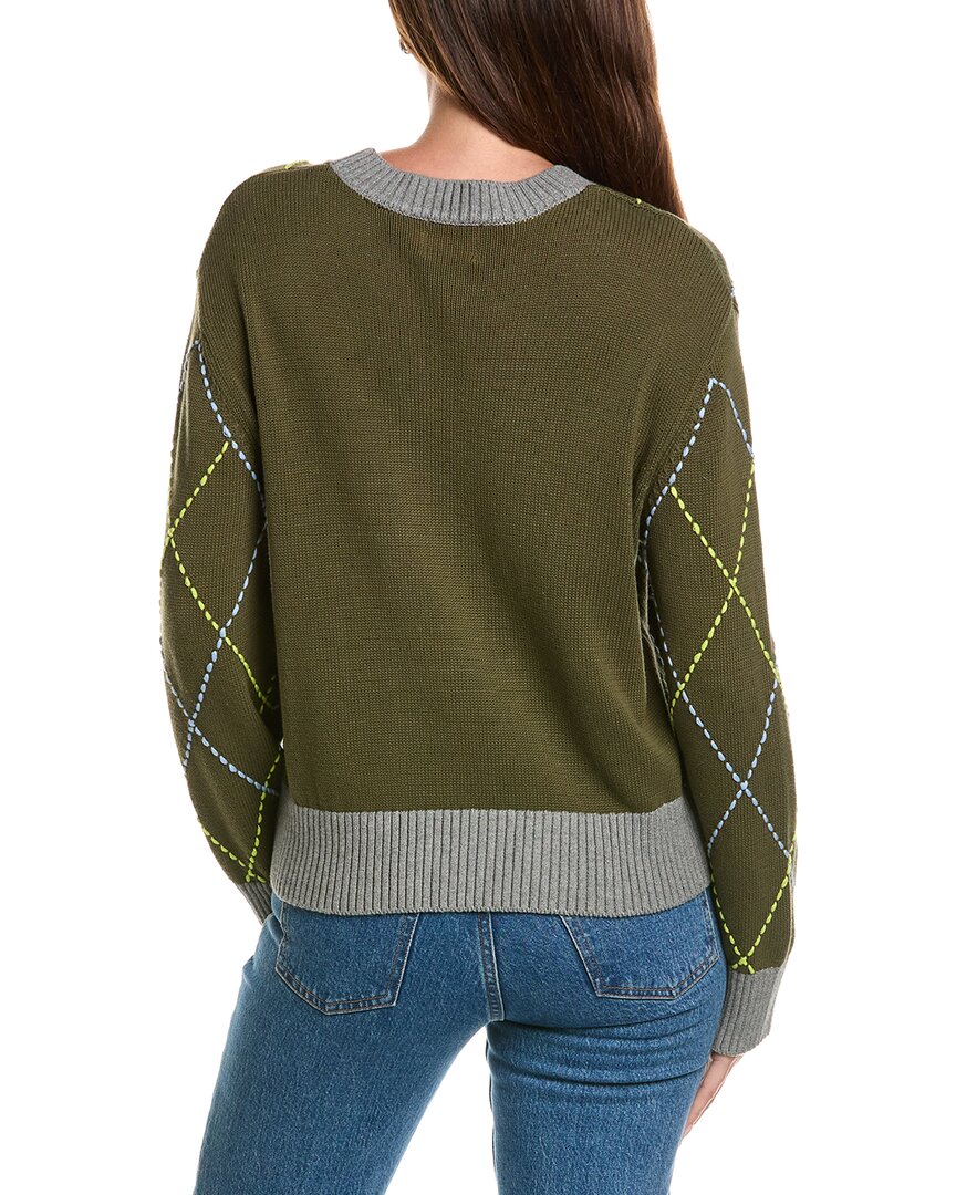 WISPR Wispr Contrast Diamond Stitch Crew Sweater