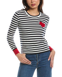 WISPR Wispr Heart Embroidery Stripe Crewneck Sweater