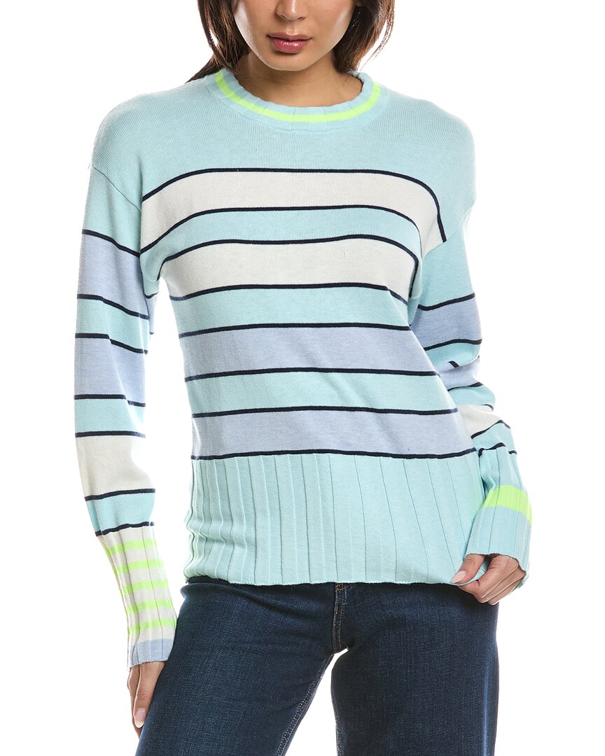 WISPR Wispr Ocean Stripe Crewneck Silk-Blend Top
