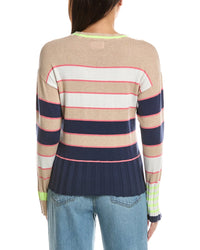 WISPR Wispr Ocean Stripe Crewneck Silk-Blend Top