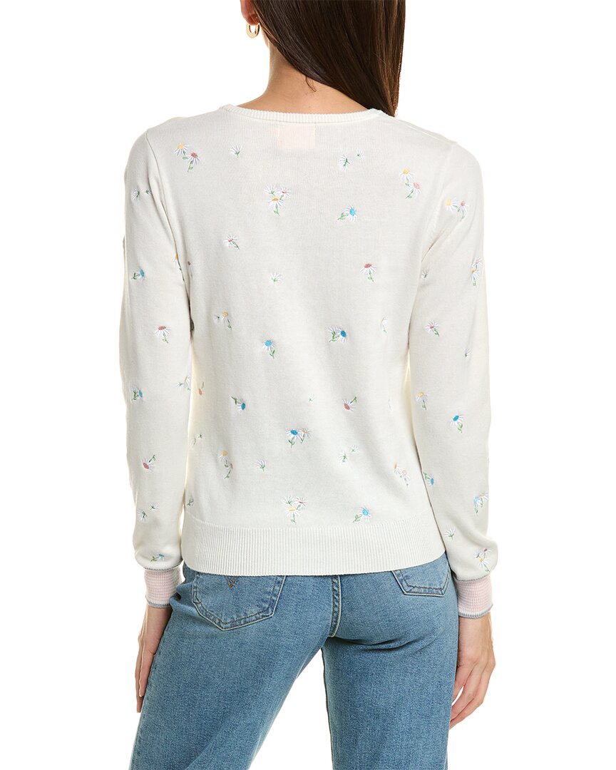 WISPR Wispr Embroidered Floral Crewneck Silk-Blend Sweater