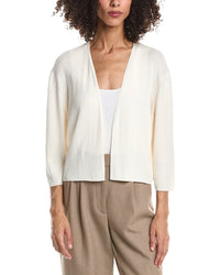 Lafayette 148 New York Lafayette 148 New York Plus Cropped Open Front Silk-Blend Cardigan