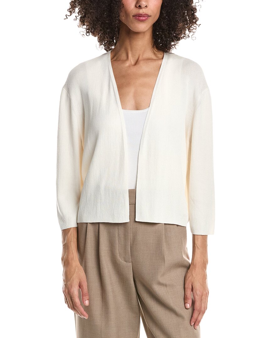 Lafayette 148 New York Lafayette 148 New York Plus Cropped Open Front Silk-Blend Cardigan