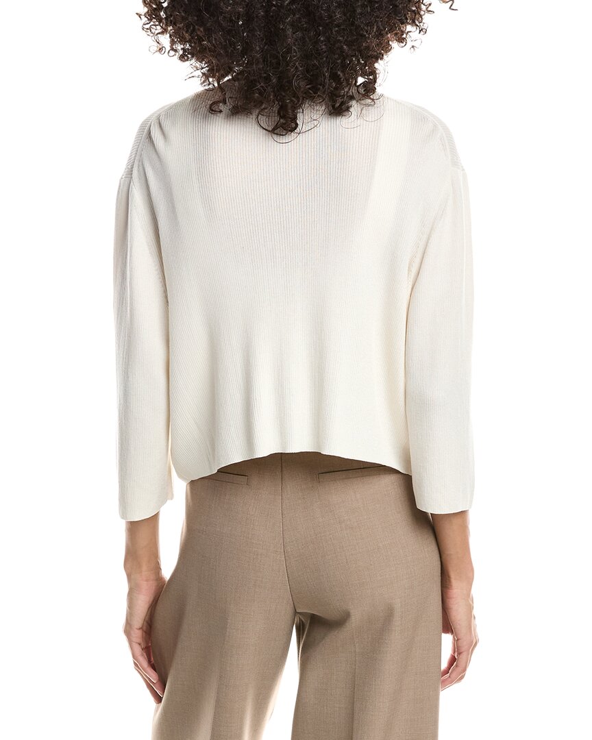 Lafayette 148 New York Lafayette 148 New York Plus Cropped Open Front Silk-Blend Cardigan