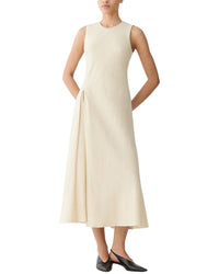 Lafayette 148 New York Lafayette 148 New York Pleat Front Asymmetric Linen-Blend Dress