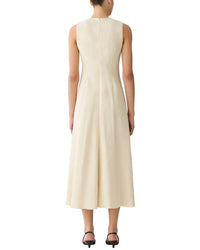 Lafayette 148 New York Lafayette 148 New York Pleat Front Asymmetric Linen-Blend Dress