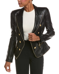 L’AGENCE L’Agence Ottilie Zip Leather Blazer