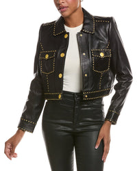 L’AGENCE L’Agence Winsome Crop Studded Leather Jacket