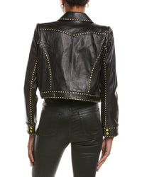 L’AGENCE L’Agence Winsome Crop Studded Leather Jacket