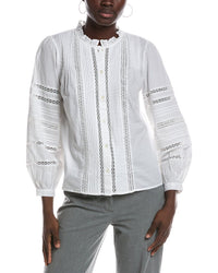 Madewell High Neck Lace Insert Pintuck Top