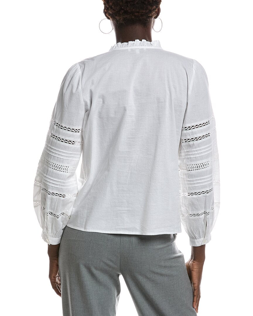 Madewell High Neck Lace Insert Pintuck Top