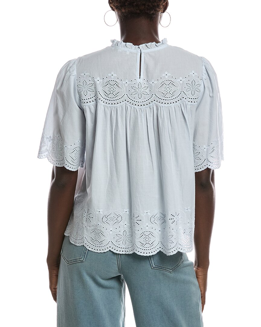Madewell Embroidered Pintuck High Neck Top
