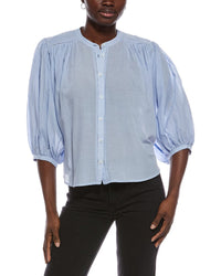 Madewell Madewell Shirred Crewneck Button-Up Top