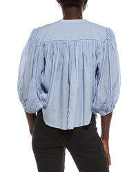 Madewell Madewell Shirred Crewneck Button-Up Top