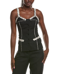 PARIS GEORGIA Paris Georgia Python Wool-Blend Bodice Top