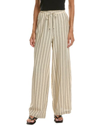 Max Studio Max Studio Elastic Waist Wide Leg Linen-Blend Pant
