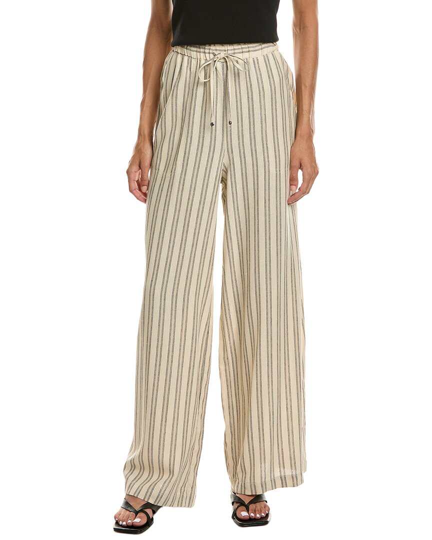 Max Studio Max Studio Elastic Waist Wide Leg Linen-Blend Pant