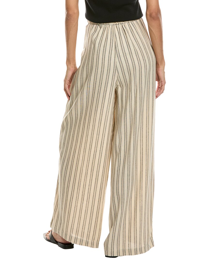 Max Studio Max Studio Elastic Waist Wide Leg Linen-Blend Pant