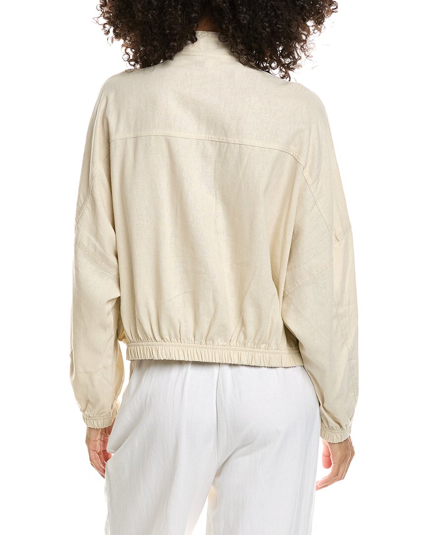 Max Studio Max Studio Linen-Blend Bomber Shirt Jacket