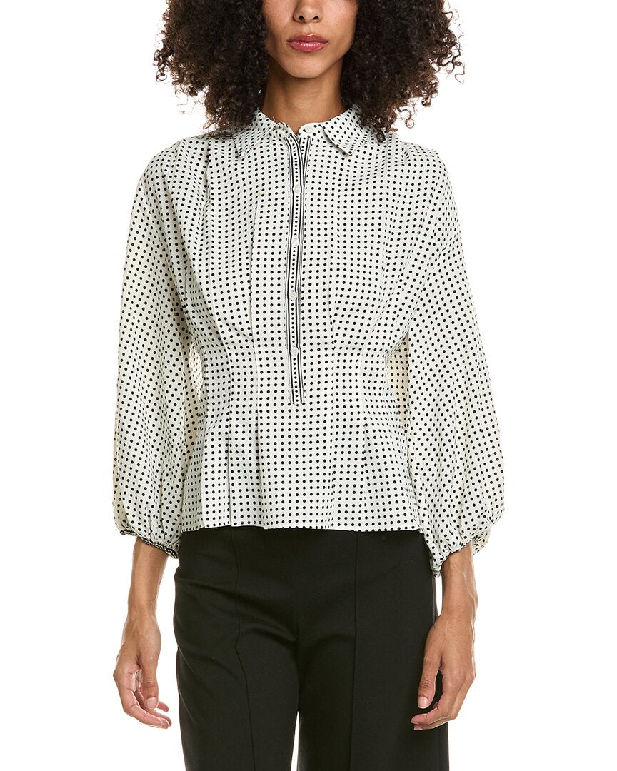 Max Studio Max Studio 3/4-Sleeve Pleat Front Blouse