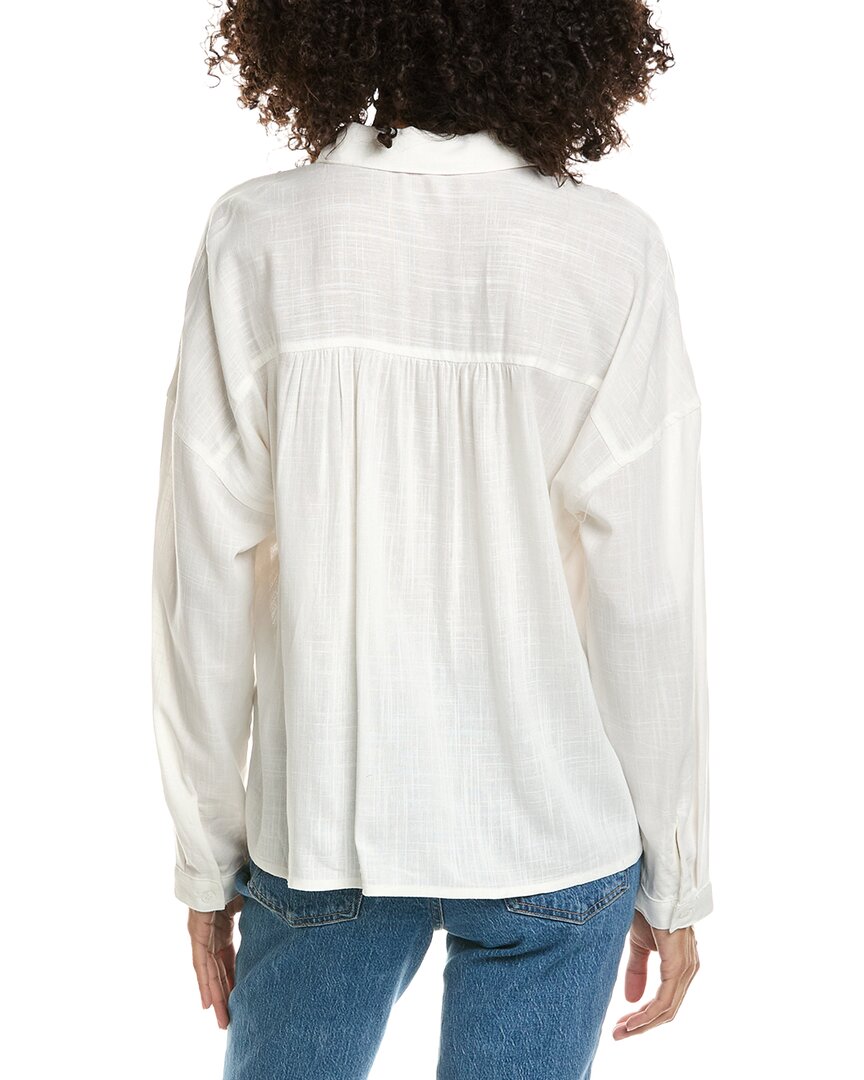 Max Studio Max Studio Shirred Yoke Linen-Blend Shirt