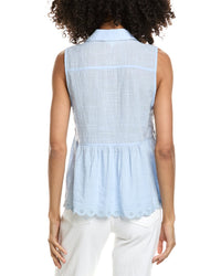 Max Studio Max Studio Scallop Edge Half Placket Blouse