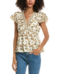 Max Studio Max Studio V-Neck Flutter Sleeve Top